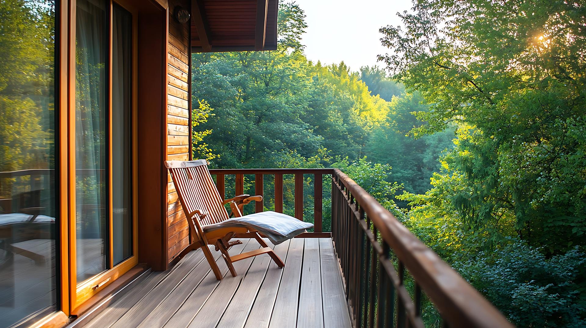 Pavillon-Bereich und Blick ins Grüne